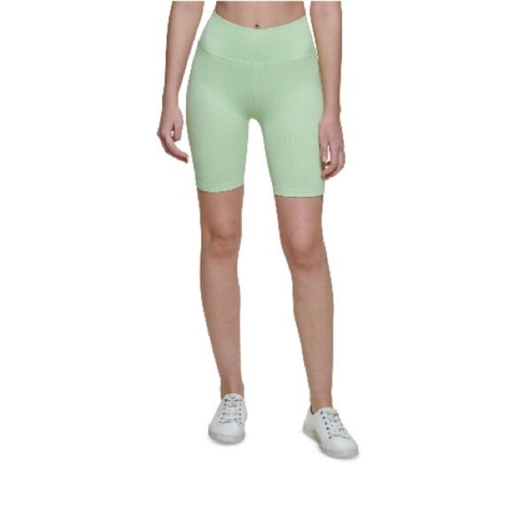Calvin Klein Women's Ribbed Shorts Green, sport workout short - Picture 2 of 9